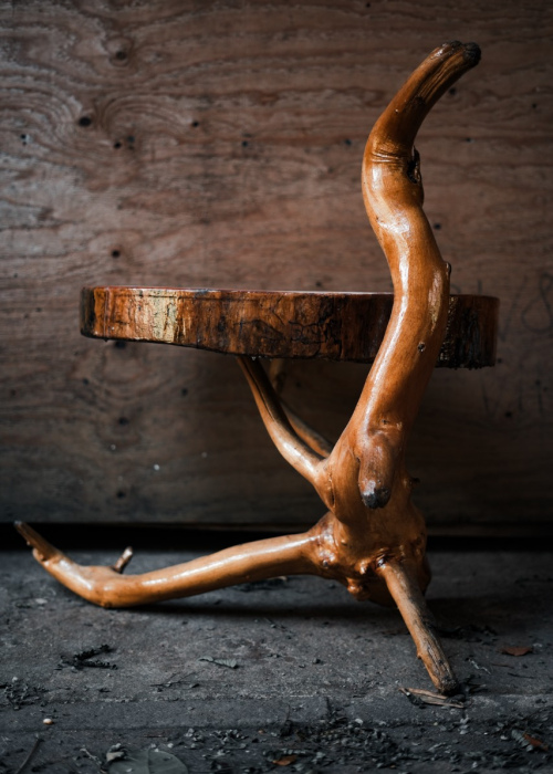 Large Round Oak Twist Table 